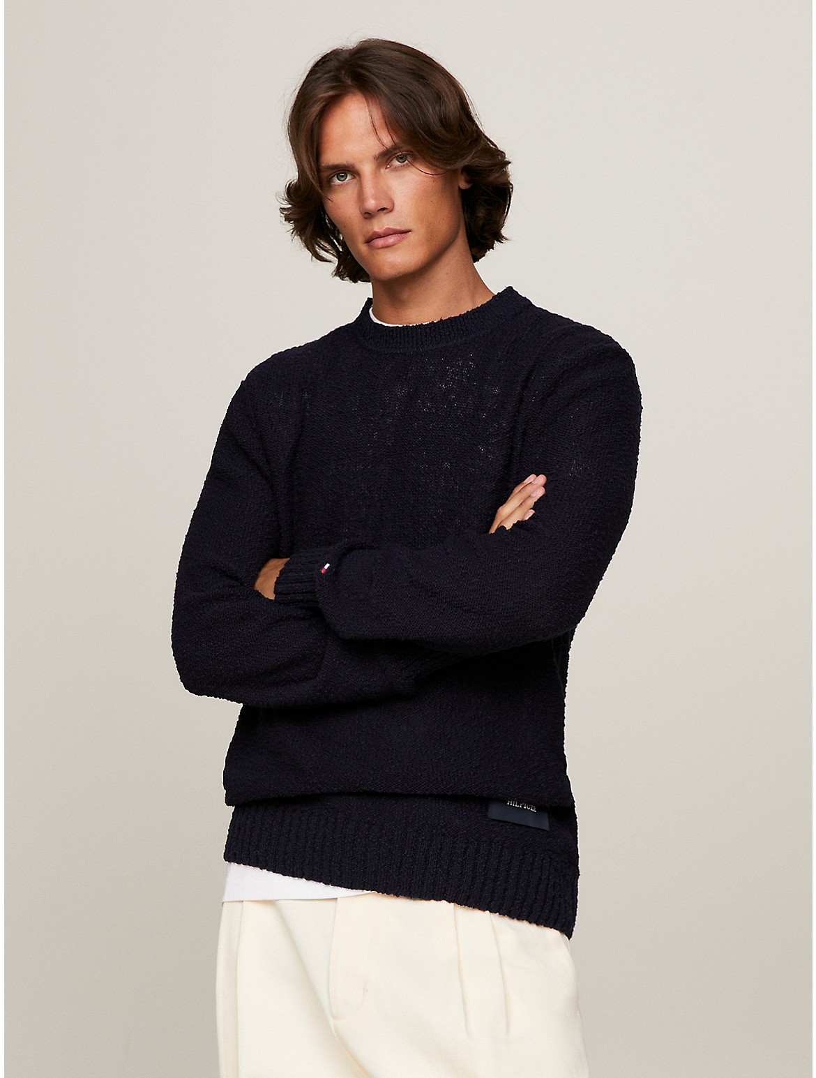 Tommy Hilfiger Men's Monotype Slub Cotton Crewneck Sweater