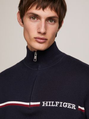 Monotype Logo Stripe Quarter-Zip Sweater | Tommy Hilfiger USA