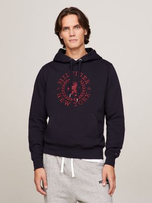 Embroidered Heritage Logo Hoodie, Navy