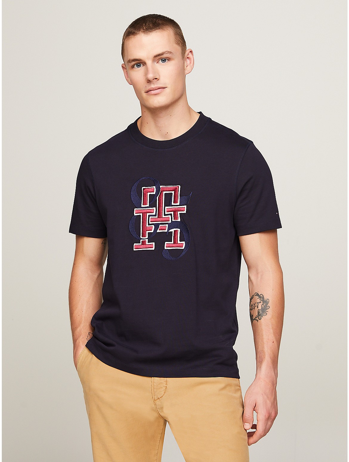 Tommy Hilfiger Men's Embroidered Monogram 85 Logo T-Shirt