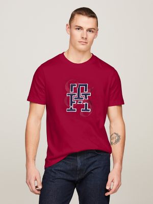 Embroidered Monogram 85 Logo USA Hilfiger Tommy T-Shirt 