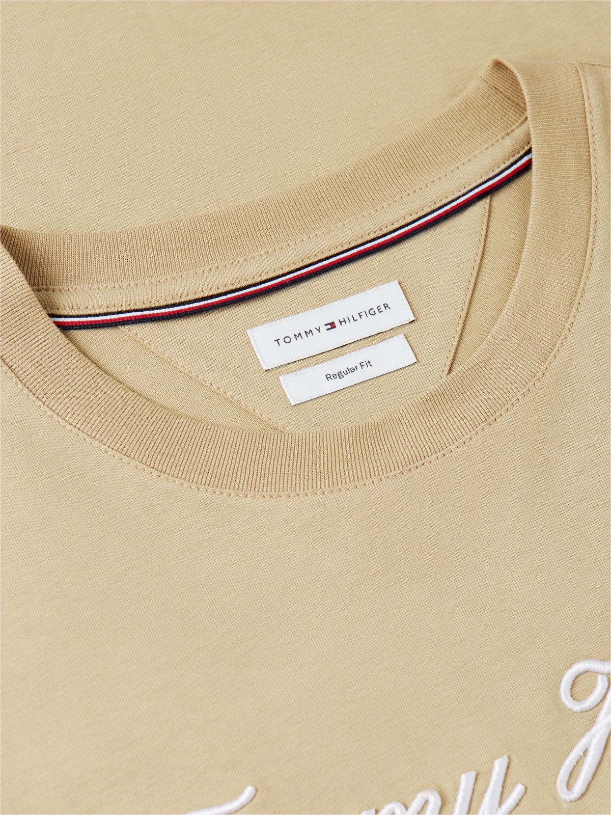 Embroidered Script Logo T-Shirt — Batique Khaki