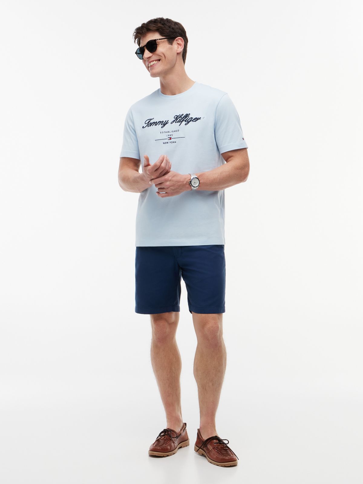 Embroidered Script Logo T-Shirt — Breezy Blue