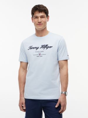 Embroidered Script Logo T-Shirt, Breezy Blue