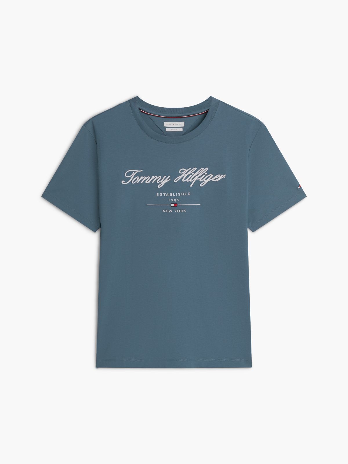 Embroidered Script Logo T-Shirt — Aegean Sea