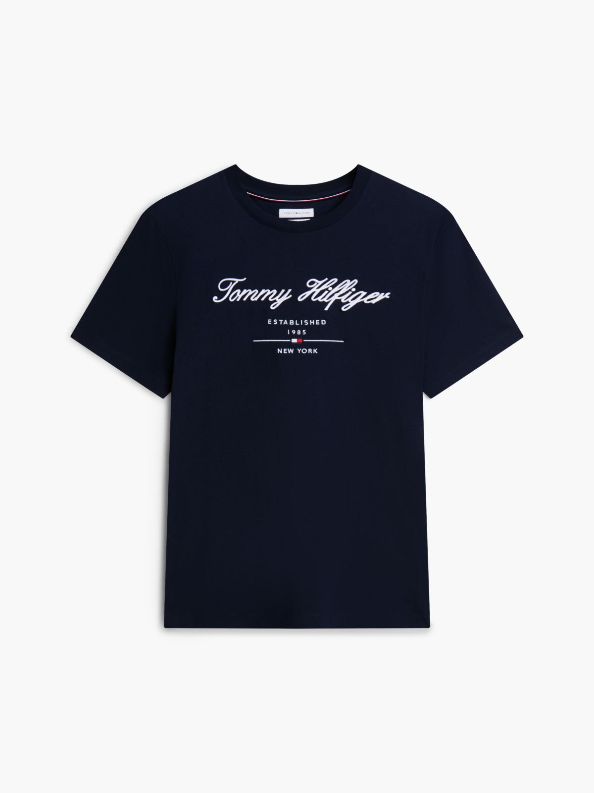 Embroidered Script Logo T-Shirt — Navy
