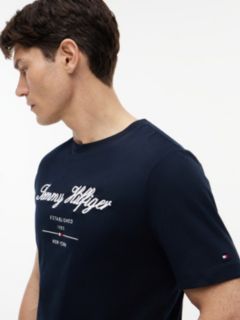 Embroidered Script Logo T-Shirt — Navy 3