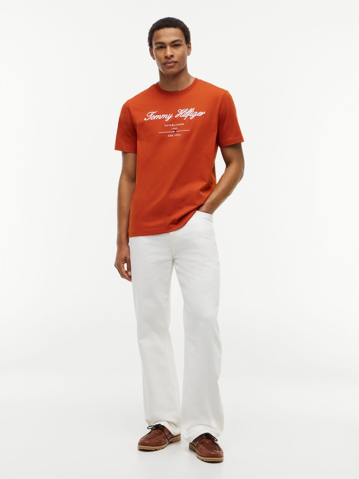 Embroidered Script Logo T-Shirt — Rusty Ochre