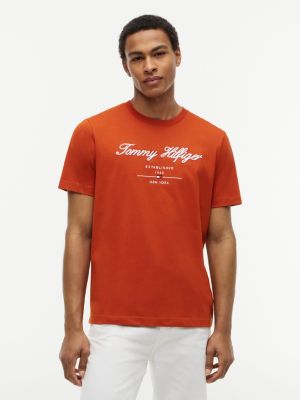 Embroidered Script Logo T-Shirt, Rusty Ochre