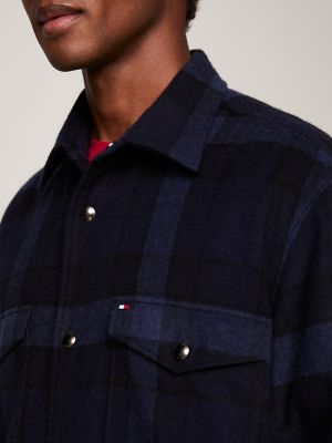 Relaxed Fit Wool Check Overshirt | Tommy Hilfiger USA