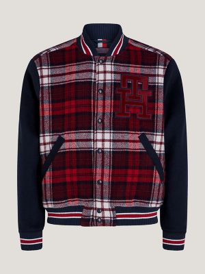 Monogram Applique Tartan Varsity Jacket | Tommy Hilfiger USA