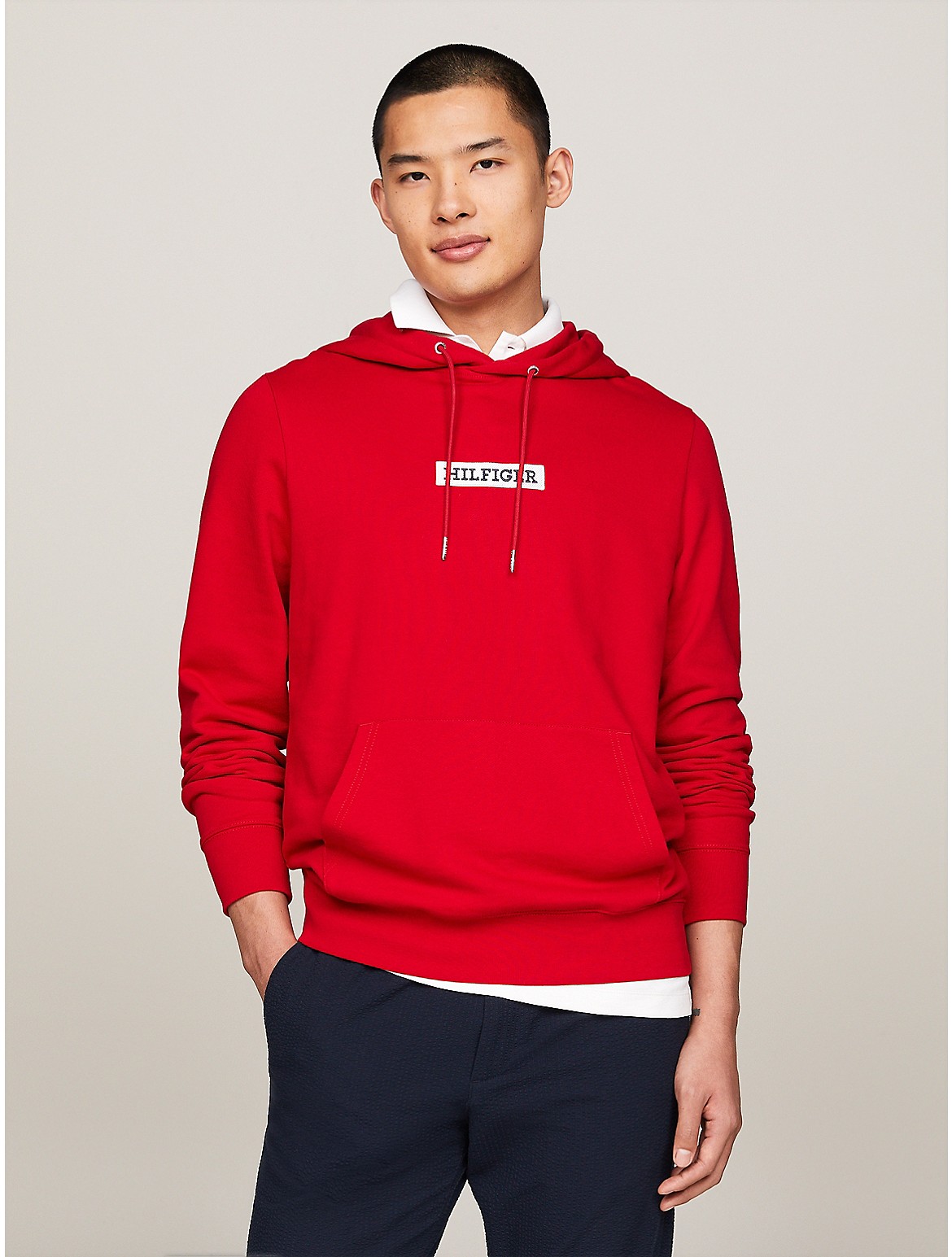Shop Tommy Hilfiger Monotype Patch Hoodie In Primary Red