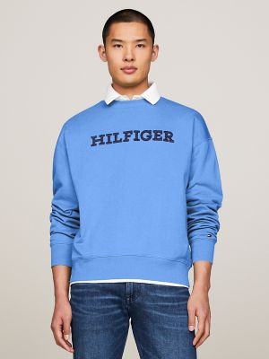 Embroidered Monotype Crewneck, Blue Spell