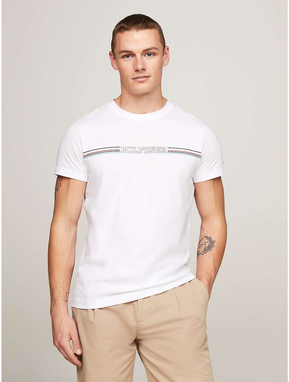 Tommy Hilfiger Men's Slim Fit Monotype Stripe Logo T-Shirt