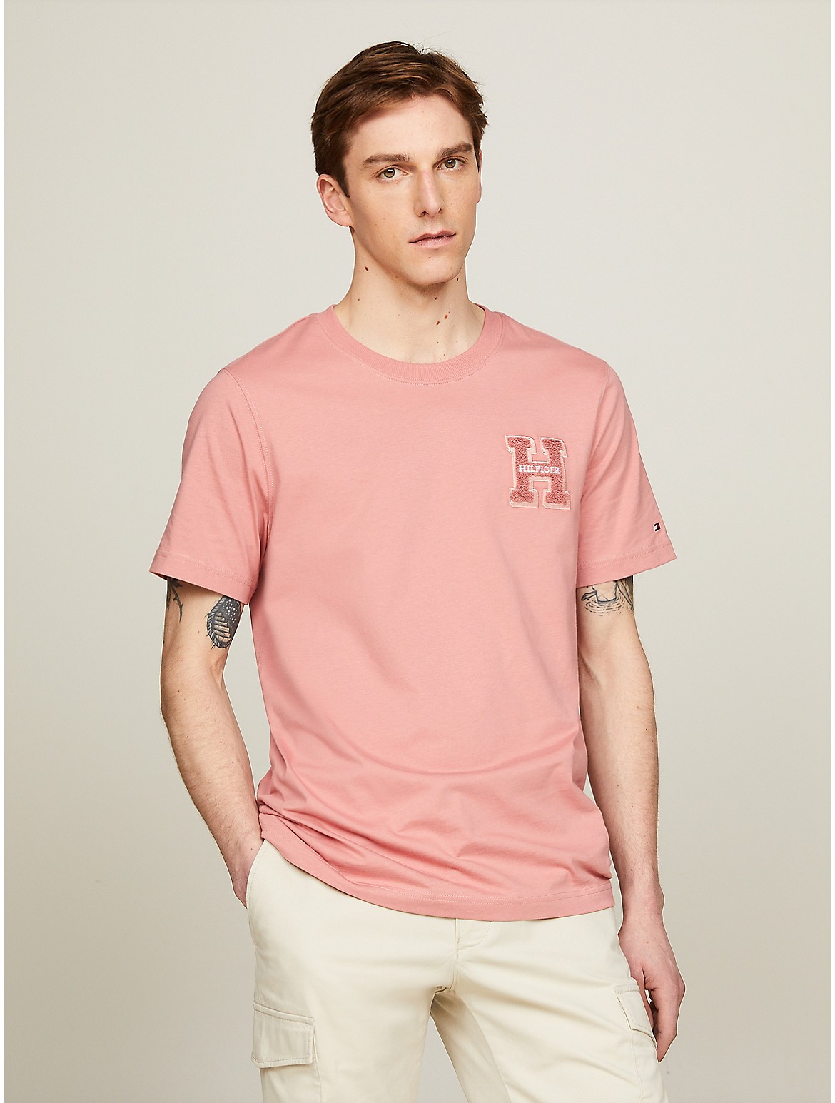 Tommy Hilfiger Embroidered Patch T In Teaberry Blossom