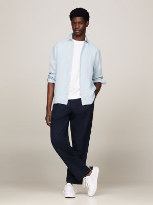 Pleated Straight Leg Chino, Navy