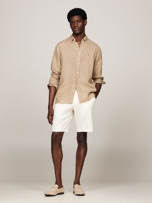 Linen Blend Pull-On Short, Calico