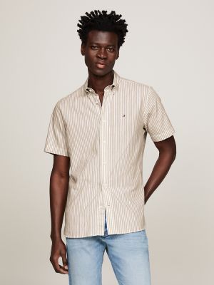 White, Relaxed Fit Linen Shirt