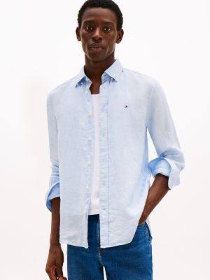 Regular Fit Pigment-Dyed Linen Shirt, Breezy Blue
