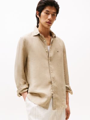 Regular Fit Pigment-Dyed Linen Shirt, Sandalwood