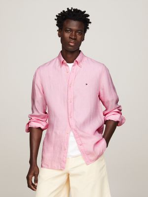 TOMMY HILFIGER, Salmon pink Men's Linen Shirt