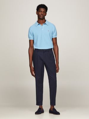 Textured Knit Polo Sweater, Sleepy Blue