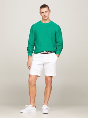 Textured Knit Crewneck Sweater, Olympic Green