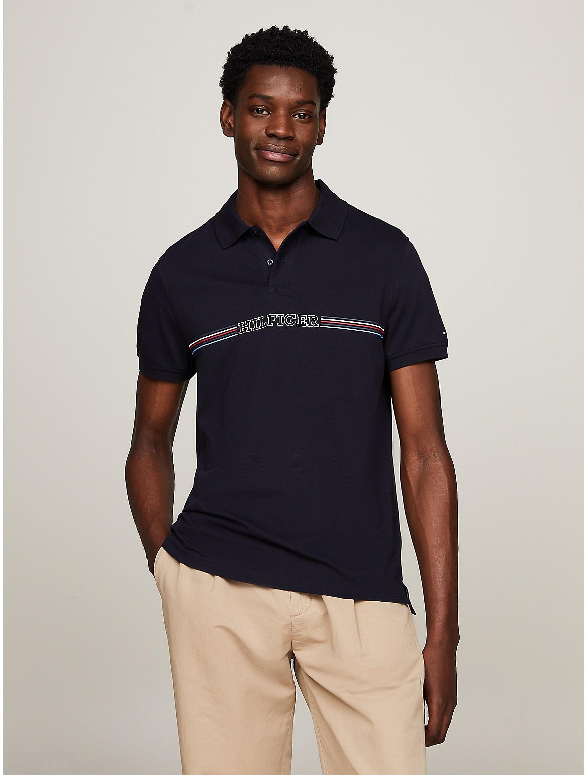 Tommy Hilfiger Men's Regular Fit Monotype Chest Stripe Polo