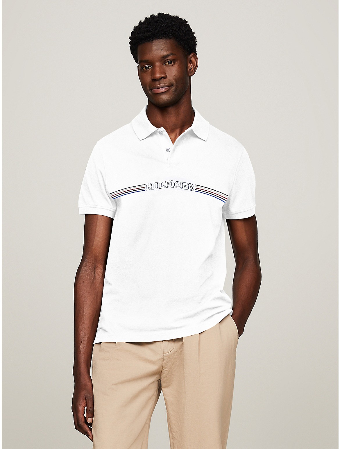 Tommy Hilfiger Men's Regular Fit Monotype Chest Stripe Polo