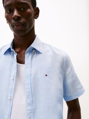 Regular Fit Pigment-Dyed Linen Shirt, Breezy Blue