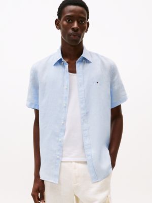 Regular Fit Pigment-Dyed Linen Shirt, Breezy Blue
