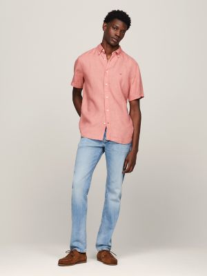 Regular Fit Pigment-Dyed Linen Shirt, Teaberry Blossom