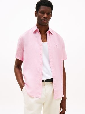 Regular Fit Pigment-Dyed Linen Shirt, Classic Pink