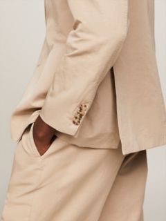 Regular Fit Cotton and Linen Blazer — Beige 4