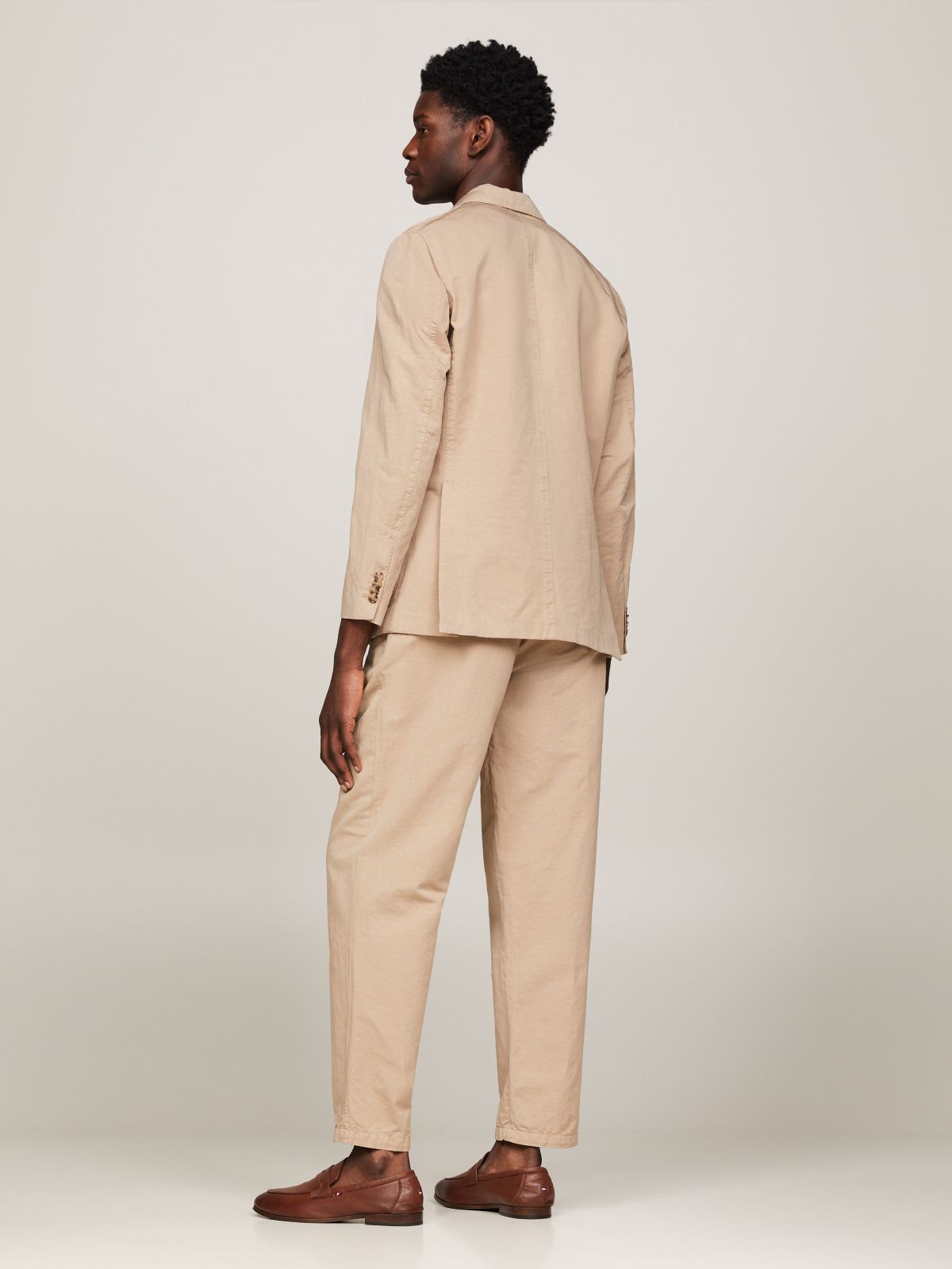 Regular Fit Cotton and Linen Blazer — Beige