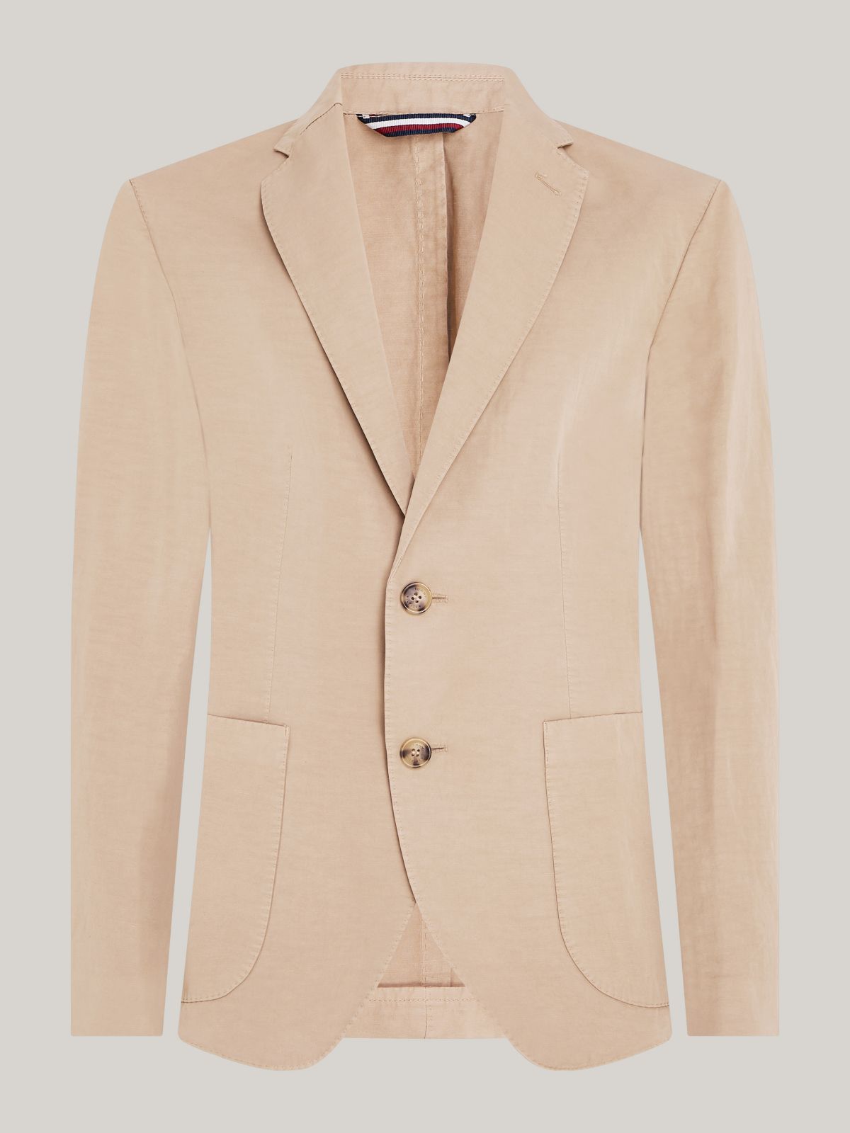 Regular Fit Cotton and Linen Blazer — Beige