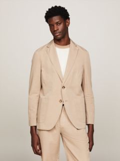Regular Fit Cotton and Linen Blazer — Beige 1