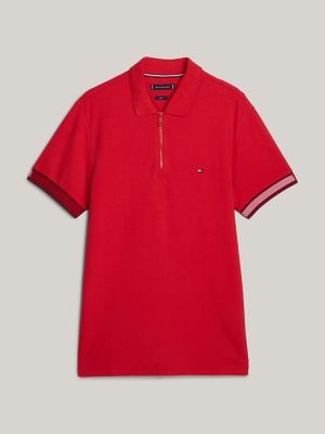 Slim Fit Flag Tipped Polo, Primary Red