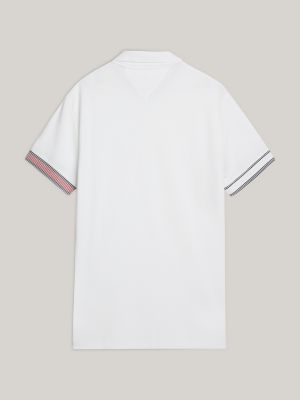 Slim Fit Flag Tipped Polo, White