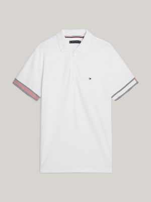 Slim Fit Flag Tipped Polo, White