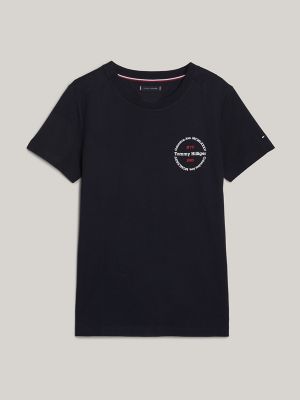 Slim Fit Round Logo T-Shirt, Navy