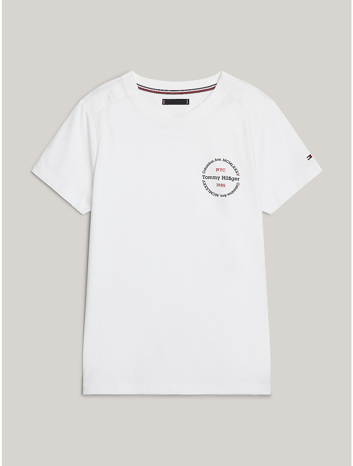Tommy Hilfiger Men's Slim Fit Round Logo T-Shirt - White - L