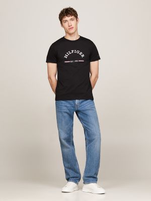Slim Fit Arch Monotype Graphic T-Shirt, Black