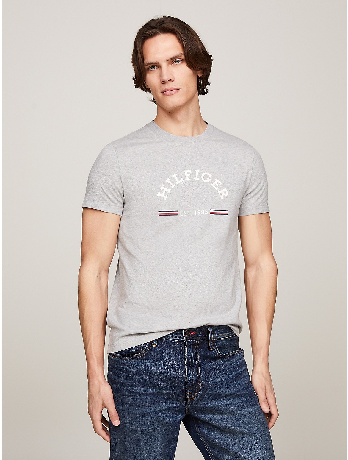Tommy Hilfiger Slim Fit Arch Monotype Graphic T In Gray