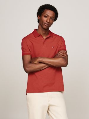 Regular Fit Two-Tone Polo, Dark Magma/Terra Red