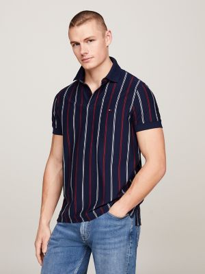 Vertical Stripe Regular Fit Polo, Carbon Navy/Ancient White