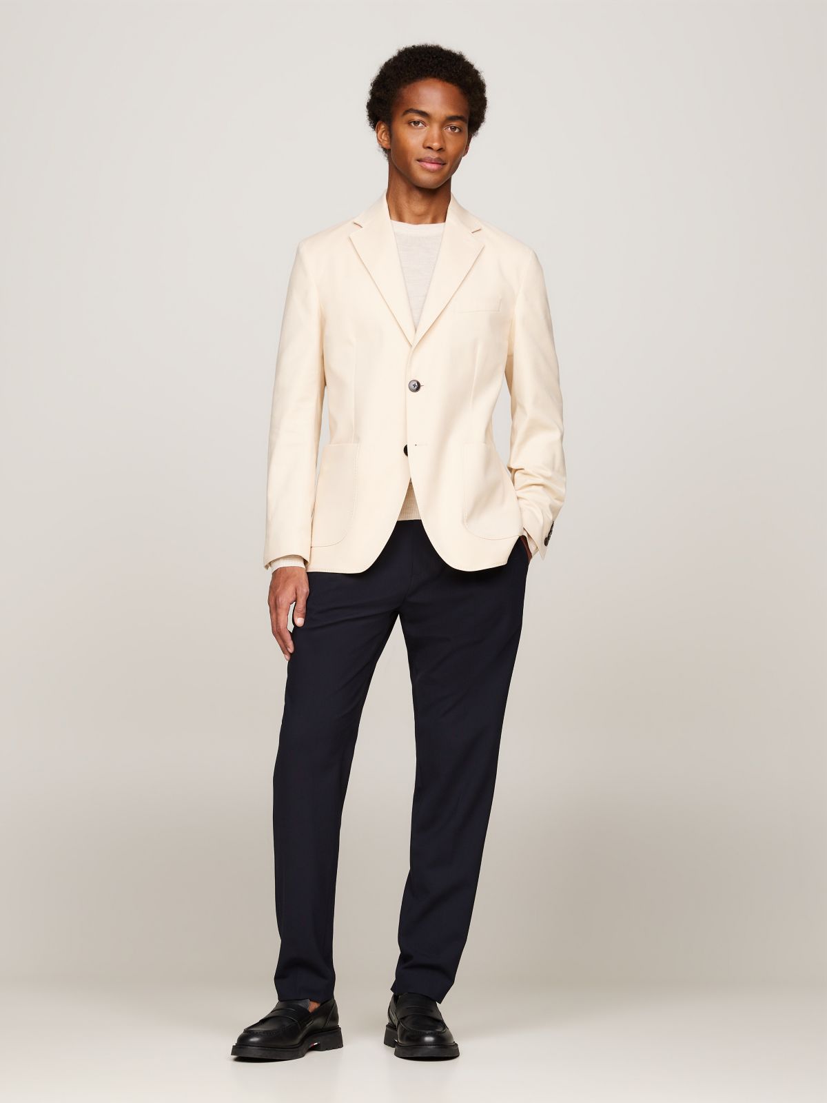 Cotton-Wool Blend Casual Blazer — Classic Beige