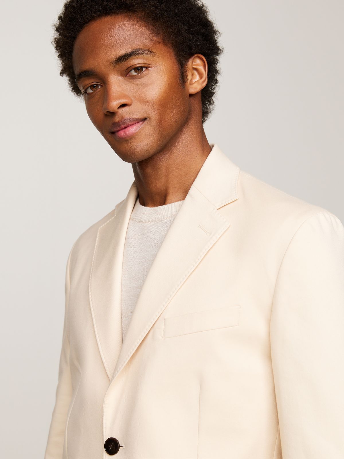 Cotton-Wool Blend Casual Blazer — Classic Beige
