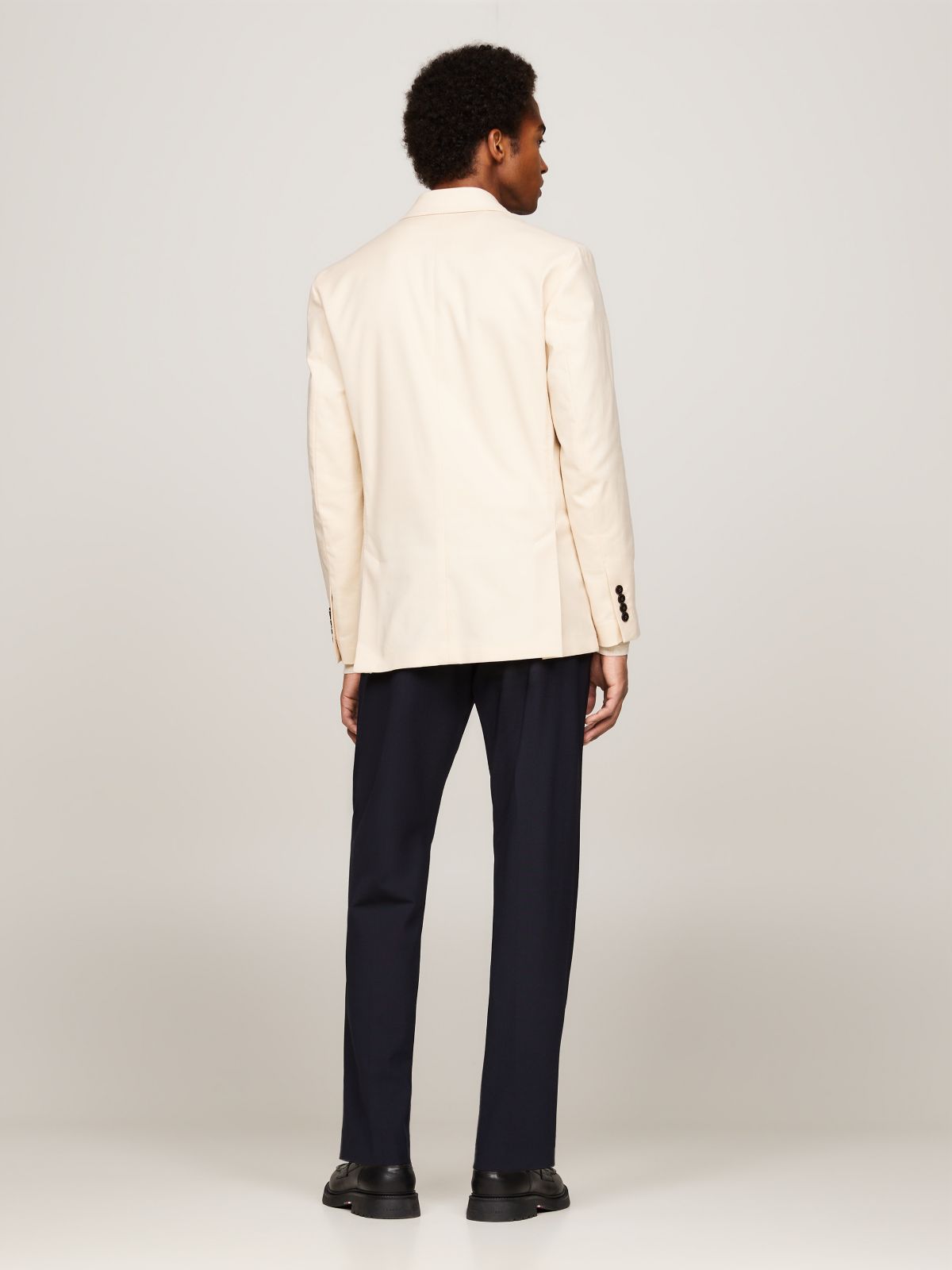 Cotton-Wool Blend Casual Blazer — Classic Beige
