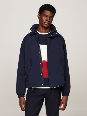 Water-Repellent Hooded Windbreaker, Navy